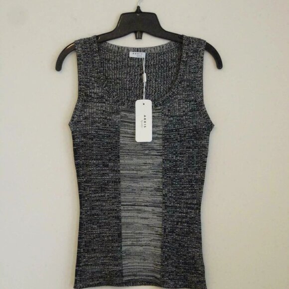 Share NWT AKRIS Cream Black Wool Rib Space Dye Sleeveless Knit Top 10 - Picture 6 of 7